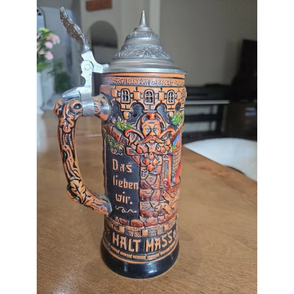Vintage West Germany 3D Frankfurt o/m Romer Wind Up Musical Beer Stein